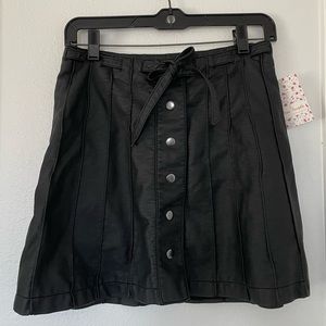 NWT Free People Black Leather Pleated Skirt (6)